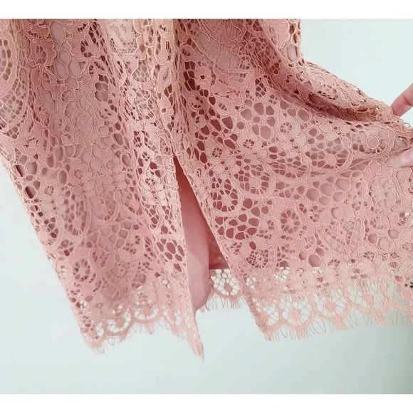 ASOS DESIGN Petite Square Neck Pencil Sheath Midi Lace Blush Pink Dress 0 XS NWT - Picture 10 of 14